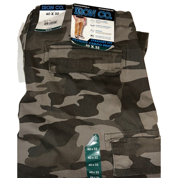 Other - Iron Co. Men's Straight Fit Patriot Cargo Pant 40x32‎ Stretch Camouflage NWT NEW